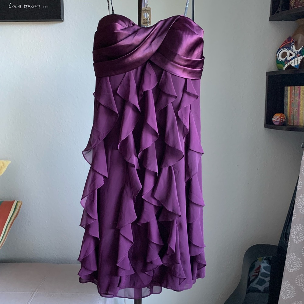 Xscape Strapless Vertical Tier Ruffles Dress